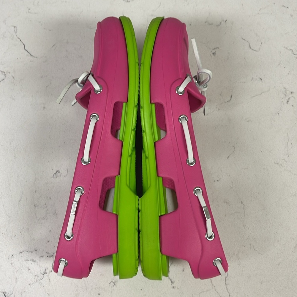 Crocs Beach Line Slip-On Boat Shoes Pink and Green Size 8 - Picture 7 of 15